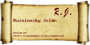 Ruzsinszky Jolán névjegykártya
