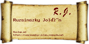 Ruzsinszky Jolán névjegykártya